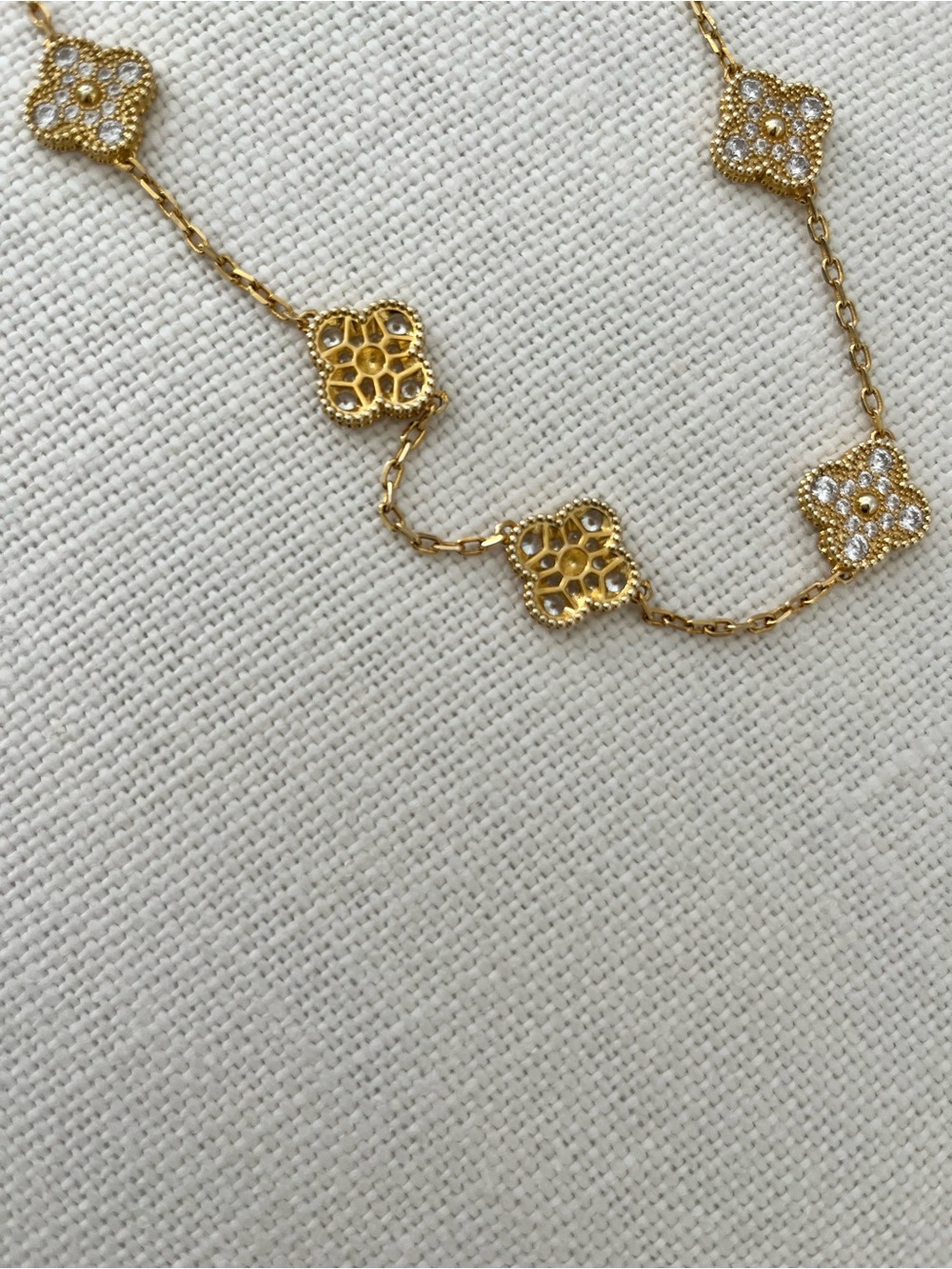 Alahambra Clover 10 Necklace with gold and pave Accents - Picture 3 of 6